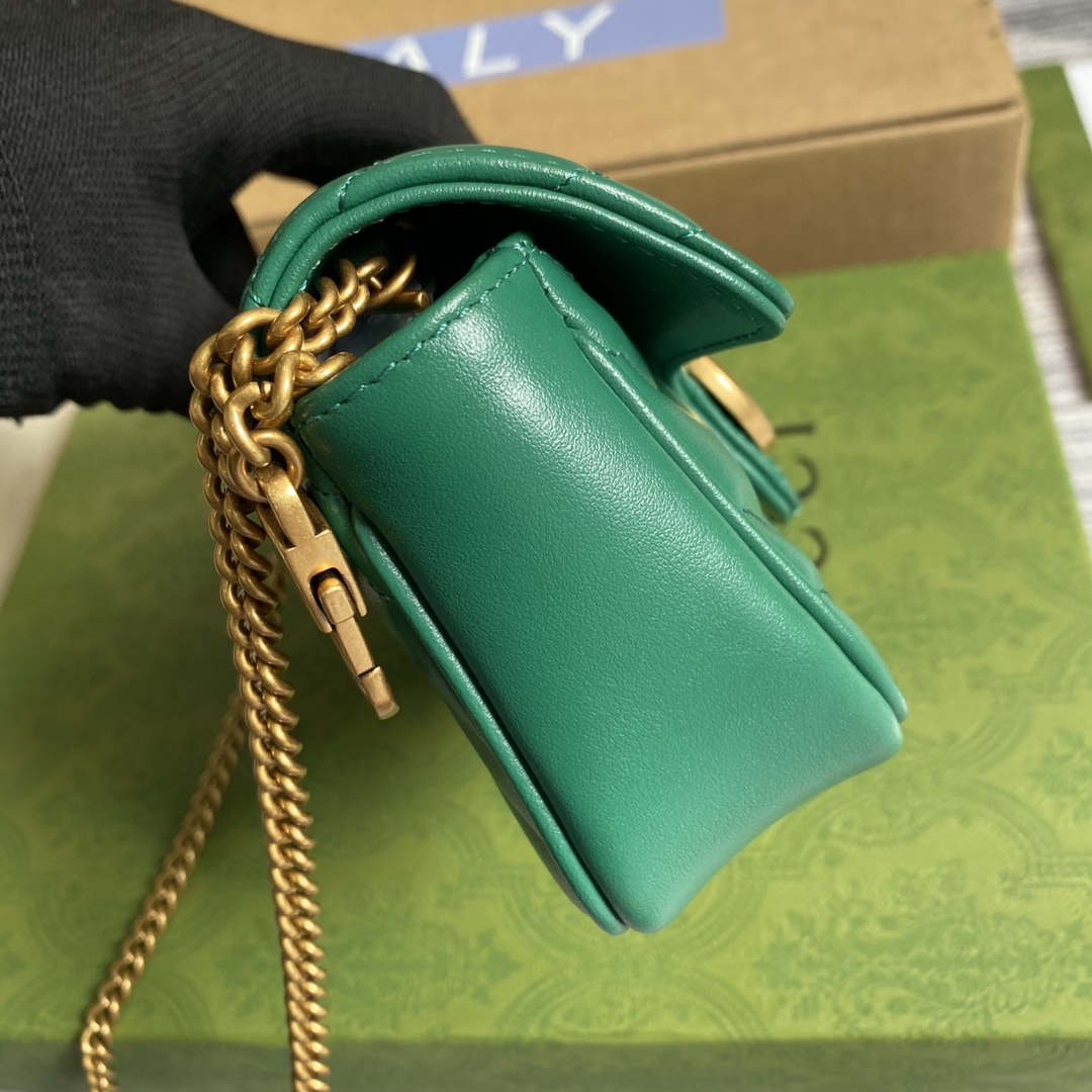 Gucci GG Marmont Matelasse Super Mini Shoulder Bag 476433 Green